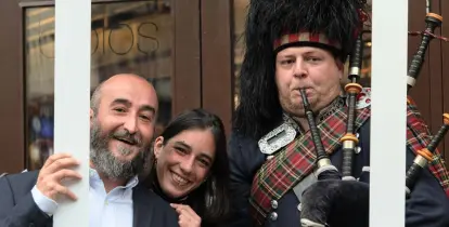 Bagpiper at Edinburgh dinner with live music